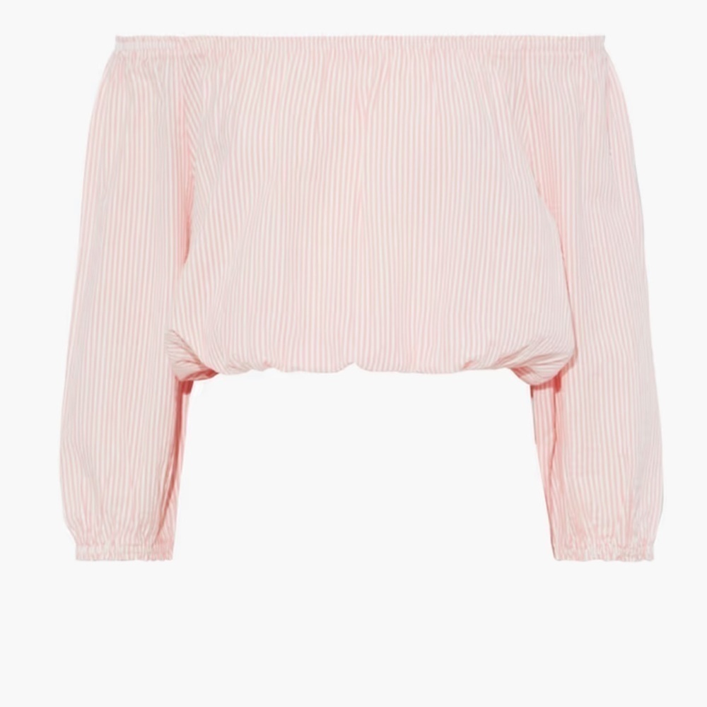 Melissa Odabash // Dannah off-the-shoulder striped cotton-seersucker top - Picture 2 of 6